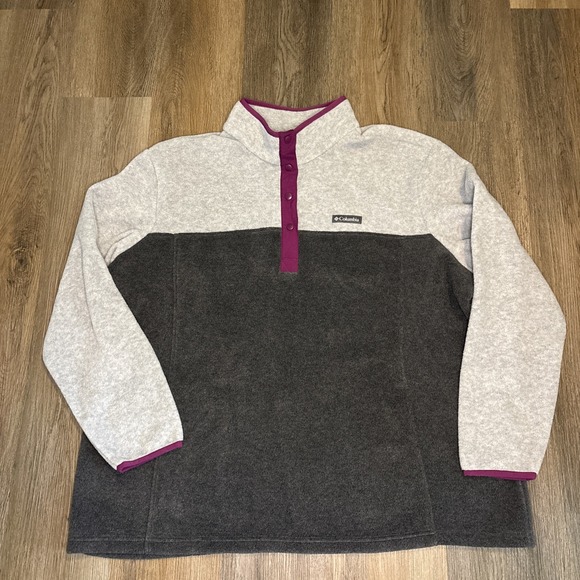 Columbia Three Lakes™ Pullover Women's 3X Colorblock Gray Purple Fleece NWT - Picture 1 of 10